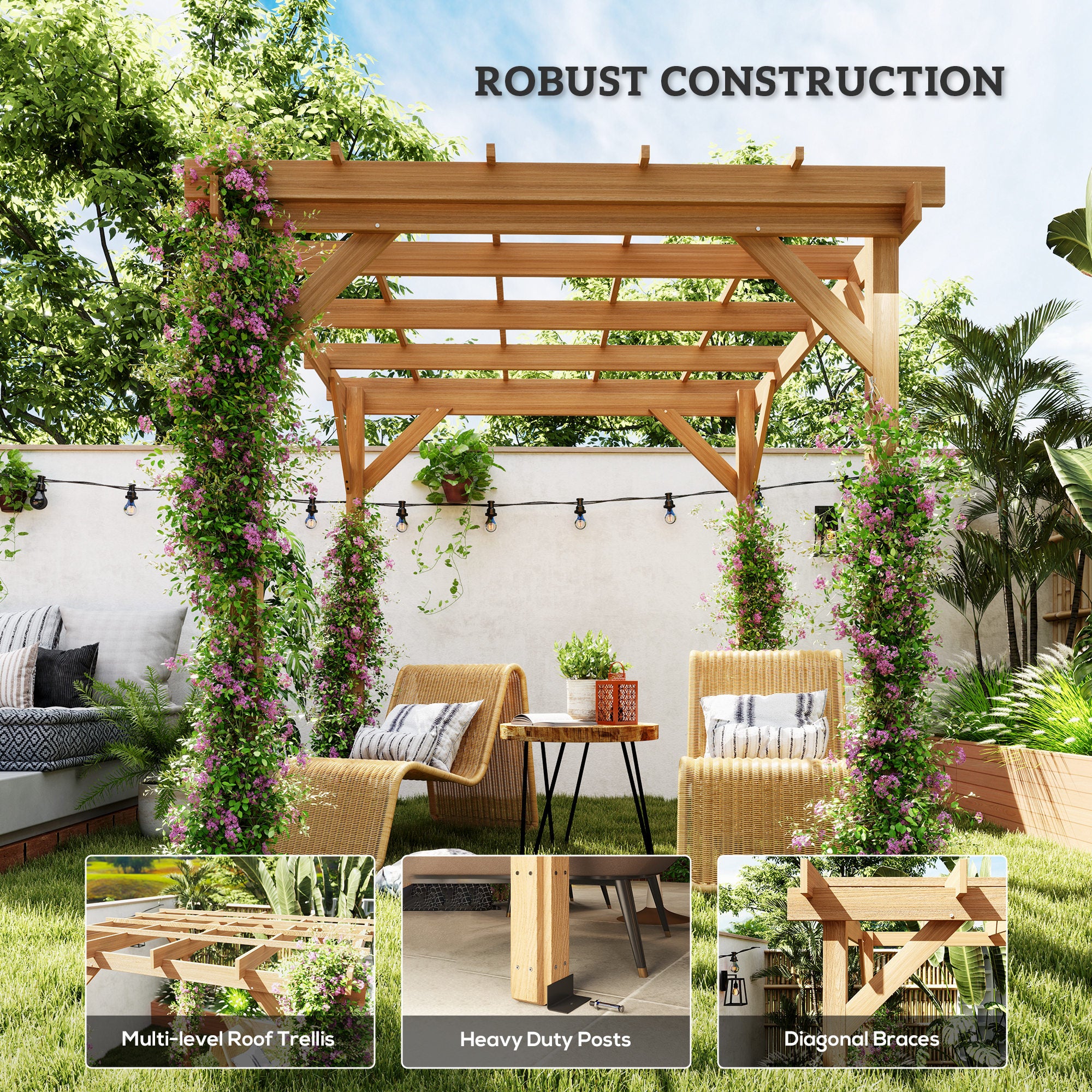 Outsunny PerArbor Wood Pergola Trellis