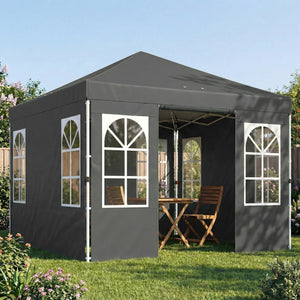 9.6 x 9.6 ft Pop Up Canopy Tent with Sidewalls, One Button Push Setup, UPF50+ Outdoor Portable Instant Canopy Shelter with Carry Bag, Sandbags, Adjustable Height for Parties Events, Dark Gray