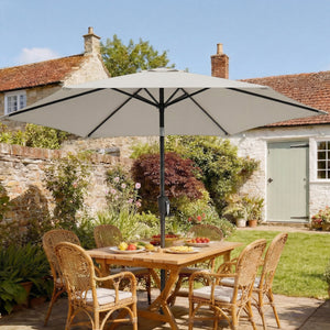 2m Garden Parasol Umbrella, Outdoor Table Parasol Umbrella with Crank Handle, Tilt Function, UV30+ Protection, Sun Shade Canopy for Patio, Beach, Light Grey