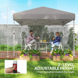 10' x 10' Pop Up Canopy Tent with Removable Sidewalls, Instant Shelter with Portable Roller Bag, 4 Sand Bags, Adjustable Height for Outdoor, Garden, Patio, Light Grey