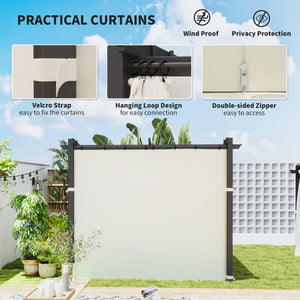 10' x 10' Metal Pergola with Sliding Roof Canopy, Retractable Pergola Canopy for Outdoor, Patio, Beige