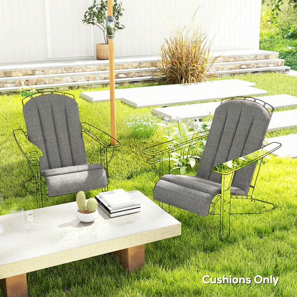 Adirondack Chair Cushion Set of 2, Outdoor Chair Cushions, High Back Patio Chair Cushions with Ties, Non-Slip Replacement Seat Cushion for Patio Furniture, Dark Grey