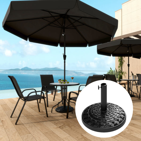 Outsunny 19" Patio Umbrella Base, 26 lbs Concrete Heavy Duty Umbrella Stand, Round Patio Umbrella Holder for 1.5"/1.9" Umbrella Poles for Outdoor, Lawn, Poolside, Black