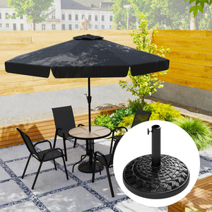 Outsunny 19" Patio Umbrella Base, 26 lbs Concrete Heavy Duty Umbrella Stand, Round Patio Umbrella Holder for 1.5"/1.9" Umbrella Poles for Outdoor, Lawn, Poolside, Black