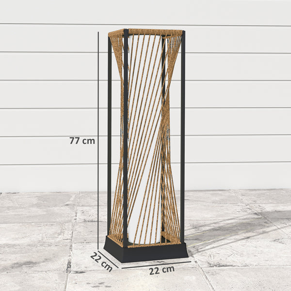 Garden Rattan Lamp, 77 cm Tall Solar Rattan Floor Lamp, Solar Garden Light with Auto On/Off LED Lights, IP44 Waterproof for Outdoor, Porch, Pathway, Terrace, Sand Brown