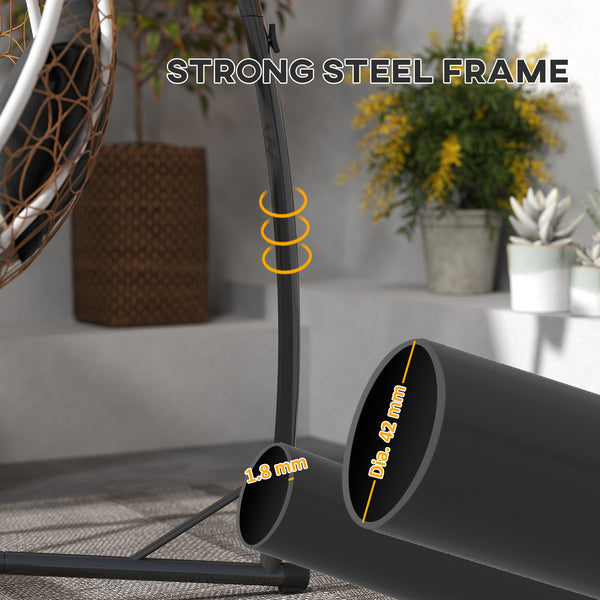 Hammock Chair Stand Only, Hanging Chair Stand with X-Shape Base, Heavy Duty Steel Single Hammock Egg Swing Frame for Indoor Outdoor, 150 KG Load Capacity Black