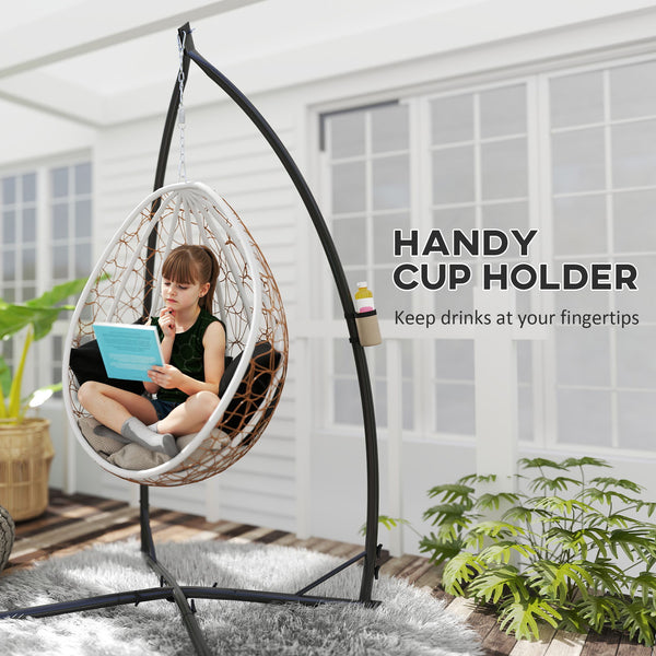 Hammock Chair Stand Only, Hanging Chair Stand with X-Shape Base, Heavy Duty Steel Single Hammock Egg Swing Frame for Indoor Outdoor, 150 KG Load Capacity Black