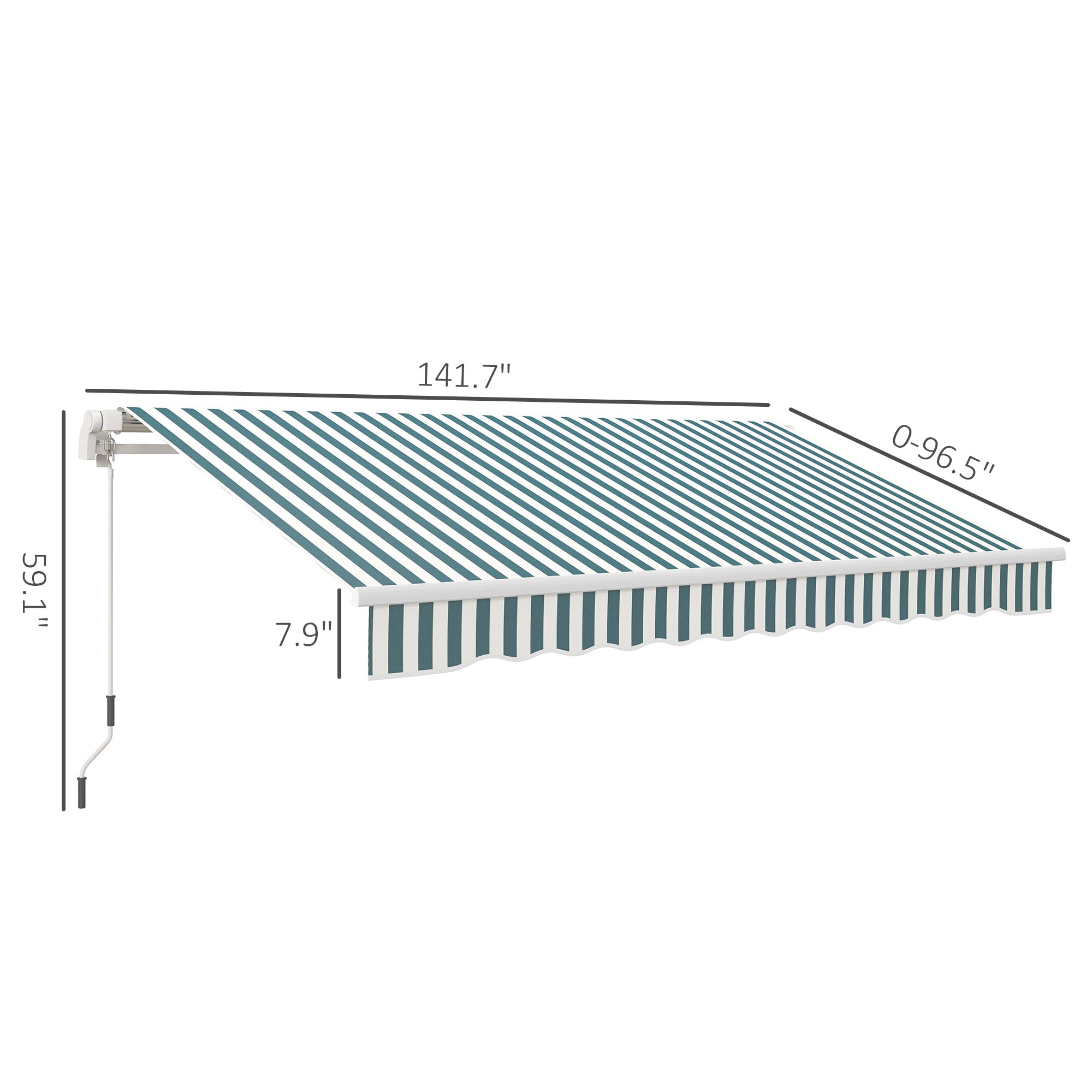 Outsunny 12' x 10' Retractable Awning with Manual Crank, UV