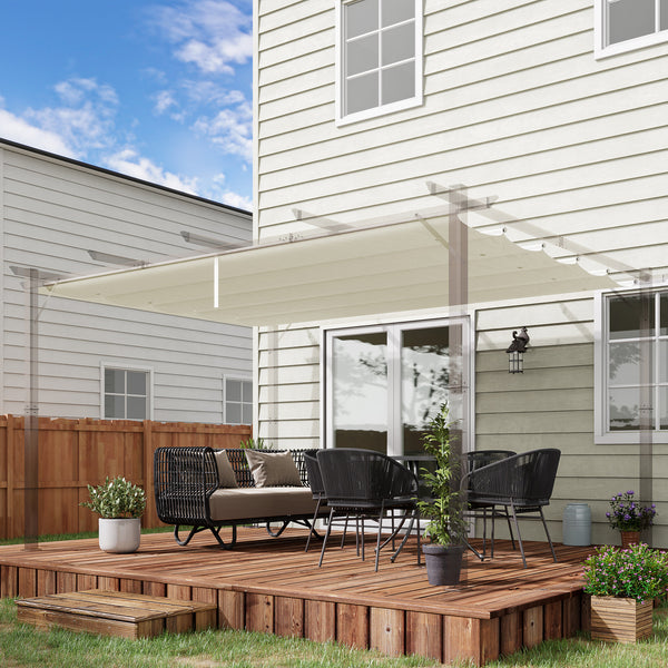 Retractable Pergola Shade Cover, Replacement Canopy Fabric for 4 x 3 (m) Pergola, Gazebo Retractable Roof, Cream White