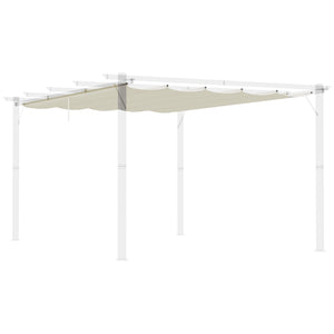 Retractable Pergola Shade Cover, Replacement Canopy Fabric for 4 x 3 (m) Pergola, Gazebo Retractable Roof, Cream White