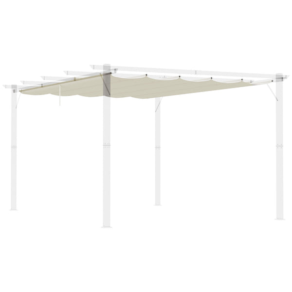 Retractable Pergola Shade Cover, Replacement Canopy Fabric for 4 x 3 (m) Pergola, Gazebo Retractable Roof, Cream White