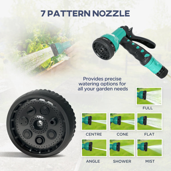 Retractable Garden Hose Reel, 1/2 in x 65ft Wall Mounted Water Hose Reel with 7- Function Sprayer Nozzle, Auto Rewind, Any Length Lock, 180° Swivel Bracket, Green