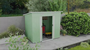 7' x 4' Metal Storage Shed with Lockable Double Doors & Foundation Kit, Light Green