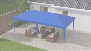 3 x 6m Pop Up Gazebo, Height Adjustable Wedding Awning Canopy w/ Carrying Bag, Blue