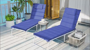 80" x 26" Chaise Lounge Cushion Set, UPF50+ Olefin, Dark Blue