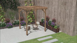 6.6' x 6.6' Wood Pergola Trellis with Stable Frame for Climbing Plants, Dark Brown