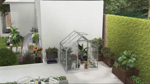 6 x 4ft Aluminium Frame Walk-In Greenhouse with Adjustable Window & Sliding Door, Silver