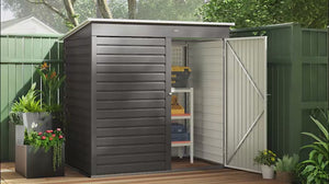 6 x 4ft Metal Garden Shed, Galvanised Steel Shed with Lockable Door and Gloves, Outdoor Tool Storage Shed for Garden, Patio, Dark Grey