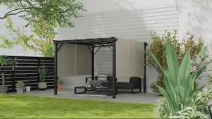 10' x 10' Outdoor Gazebo with Sun Shade Canopy and Steel Frame, Beige