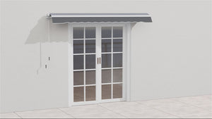 2.5 x 2m Manual Retractable Awning Canopy with Winding Handle for Patio, Green/White Stripes