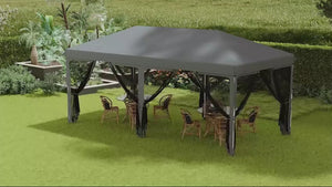 10' x 20' Pop Up Canopy Tent, Netting, Heavy Duty, Instant Sun Shelter, Large, Gray