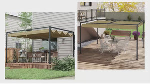 13' x 10' Retractable Pergola Canopy, Outdoor Sun Shade, Khaki