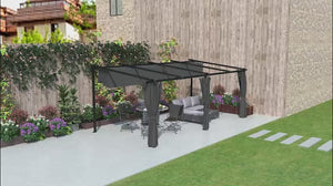 10' x 20' Retractable Pergola with Sidewalls, UPF30+, Dark Grey