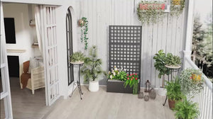 Galvanized Raised Garden Bed with Trellis, Metal Planter Box with Drainage Holes, Outdoor Privacy Screen for Climbing Plants, Vegetable, Vines, 35" x 16" x 70", Black