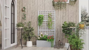 Galvanized Raised Garden Bed with Trellis, Metal Planter Box with Drainage Holes, Outdoor Privacy Screen for Climbing Plants, Vegetable, Vines, 35" x 16" x 70", Gray