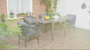 31.5"-63" Extendable Outdoor Dining Table for 4-6 with Aluminium Frame, Dark Grey