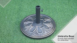 13kg Retro Round HDPE Parasol Base, Concrete Weight Stand Holder, Bronze Tone