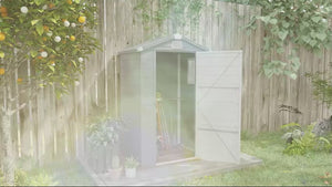 4 x 3ft Plastic Garden Storage Shed w/ Foundation Kit, Ventilation Slots & Lockable Door, Grey