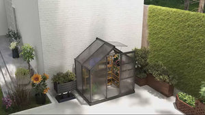 6' x 4' x 6.6' Polycarbonate Greenhouse with Aluminum Frame, Grey