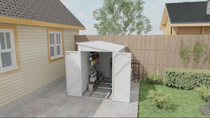 4.6' x 9' Steel Outdoor Storage Shed, with Foundation Kit, Lockable Doors and Gloves, White