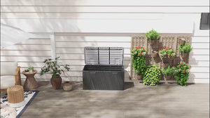 380L Waterproof Plastic Outdoor Storage Box, Lockable Garden Storage Box, Black