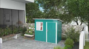 7 x 4ft Storage Shed Galvanised Steel Garden Shed, Metal Shed with Foundation Kit, Window, Lockable Wide Door and Air Vents for Outdoor Patio, Green