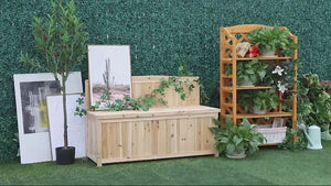 Wooden Garden Bench with Storage Box, Outdoor Patio Seating, 45.3" x 17.7" x 29.5", Natural