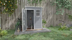 5' x 3' Outdoor Storage Shed with Lockable Door & Window, Waterproof, Grey