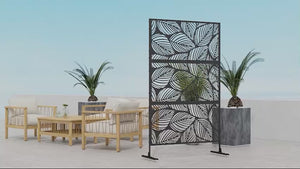 6.5FT Decorative Privacy Screen with Expansion Screws for Garden Pool Hot Tub, Leaf Style
