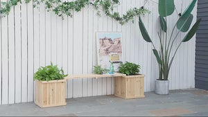 Wooden Planter & Bench Combination, 69.25" x 15" x 15.75", Natural