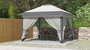 12' x 12' Foldable Party Tent with Steel Frame & Roller Bag, Grey