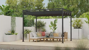 10' x 7' Retractable Pergola Canopy, Outdoor Sun Shade, Black