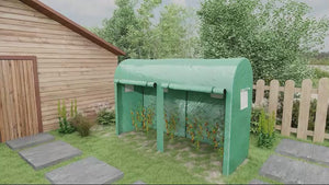 9.8' x 3.3' x 6.6' Steel Frame Greenhouse with PE Cover & Windows, Green