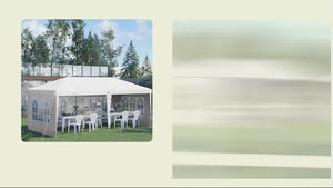 3 x 6m Garden Pop Up Gazebo, Height Adjustable Party Tent w/ Sidewalls & Storage Bag, White
