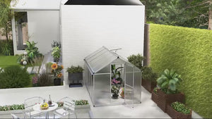6 x 10ft Polycarbonate Greenhouse, Large Walk-In Green House w/ Aluminium Frame and Foundation