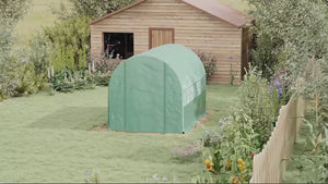 3 x 2 x 2m Polytunnel Greenhouse with Roll-up Sidewalls, Door and 6 Mesh Windows, Green