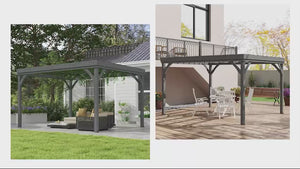 10' x 12' Wooden Pergola, Grape Vine Gazebo, Concrete Anchors, Garden, Patio, Backyard, Deck, Gray