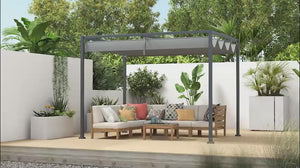 10' x 7' Retractable Pergola Canopy, Outdoor Sun Shade, Grey