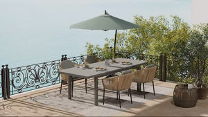 Extending Outdoor Dining Table for 6-8 with Aluminium Frame, for Garden, Lawn, Charcoal Grey