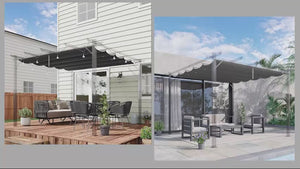 Retractable Pergola Shade Cover, Replacement Canopy Fabric for 3 x 3m Pergola, Dark Grey
